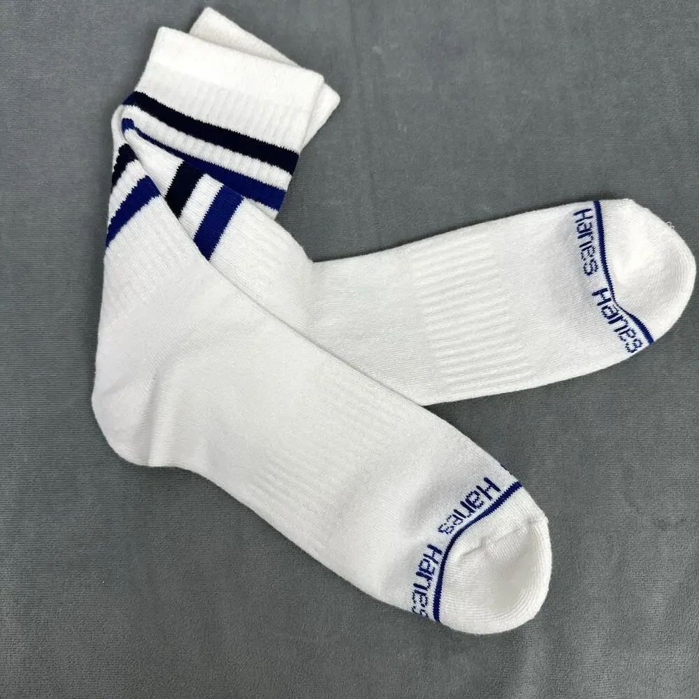Vintage Hanes Tube Socks Blue Black Stripes NOS Athletic Retro Style 80s 90s